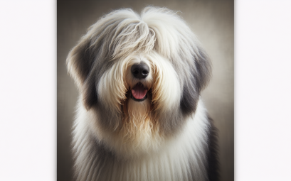 Bobtail old english sheepdog le chien joyeux au pelage abondant et aux oreilles tombantes