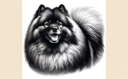 Keeshond spitz loup le chien au manteau de fourrure imposant et au sourire particulier
