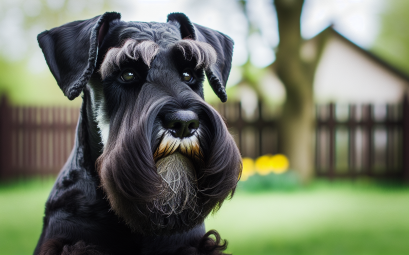 Schnauzer geant le chien puissant et protecteur au moustache inoubliable
