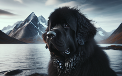 Terre neuve le chien des oceans et des montagnes au caractere devoue